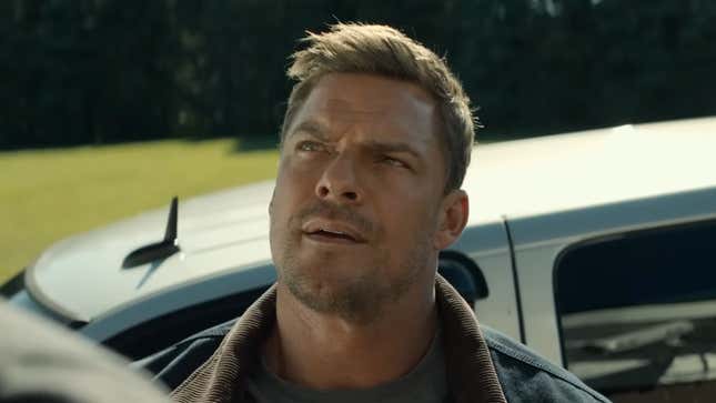 Jack Reacher stares up at someone even bigger.